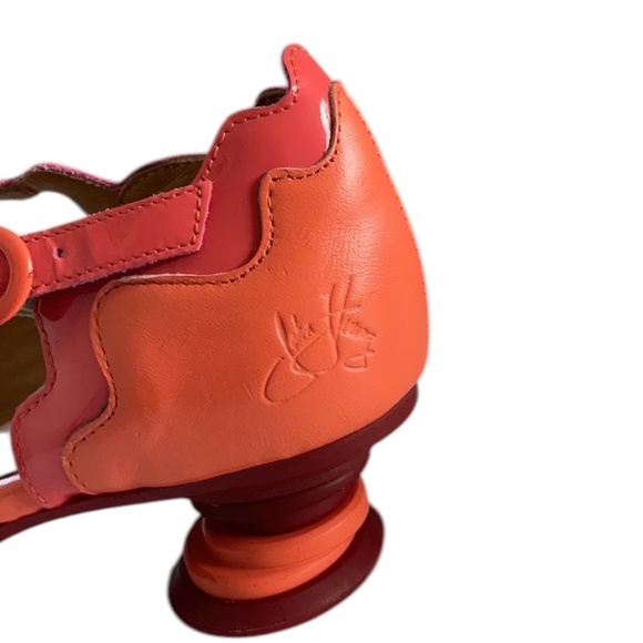 John Fluevog FAIRWAY TRIVIALIS WAVY MARY JANE Shoes Pink Orange, size 7.5 - Picture 7 of 16